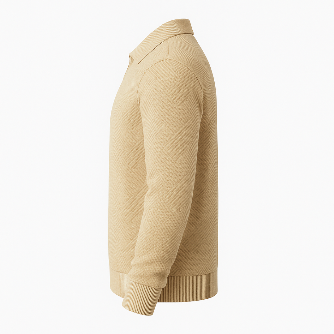 Victor | Textureret herrepullover med kvart lynlås - Moderne pasform - - men's fashion - {{ product_tags }