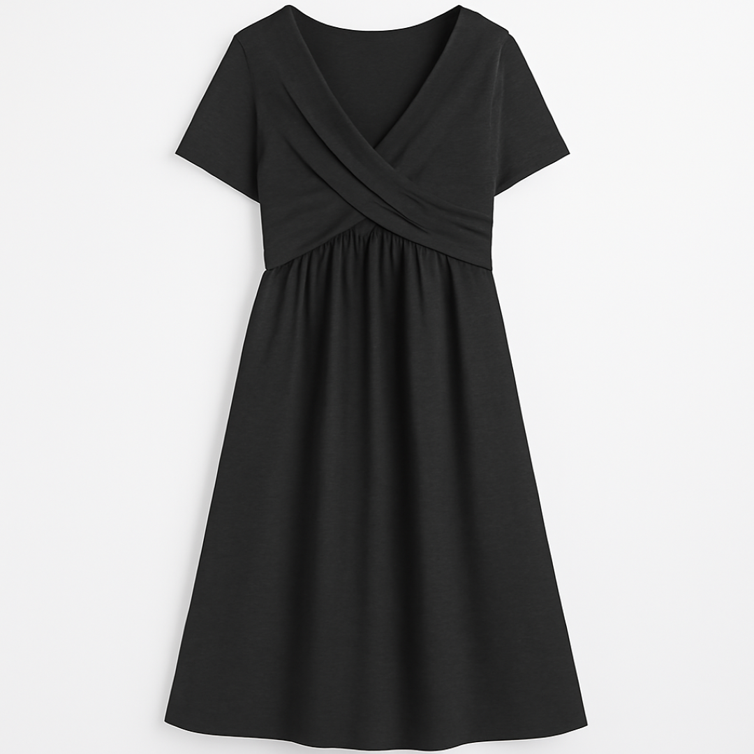 Dalia | Lockeret Wickelkjole: enkel elegance til enhver lejlighed - Sort - women's fashion - {{ product_tags }