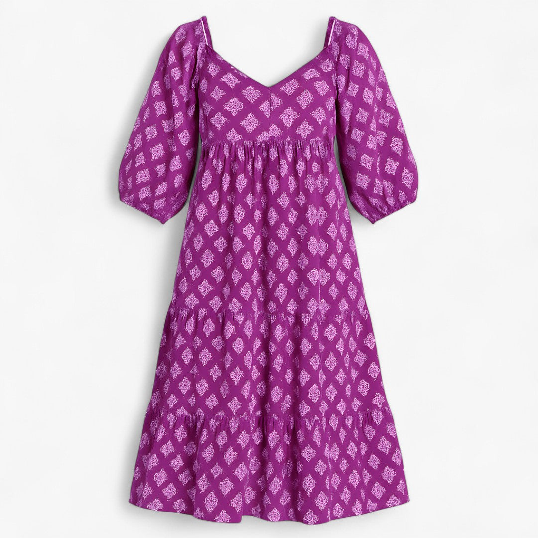 Lara | Bohemisk langt hverdagsskjørt med diskret print - Lilla - women's fashion - {{ product_tags }