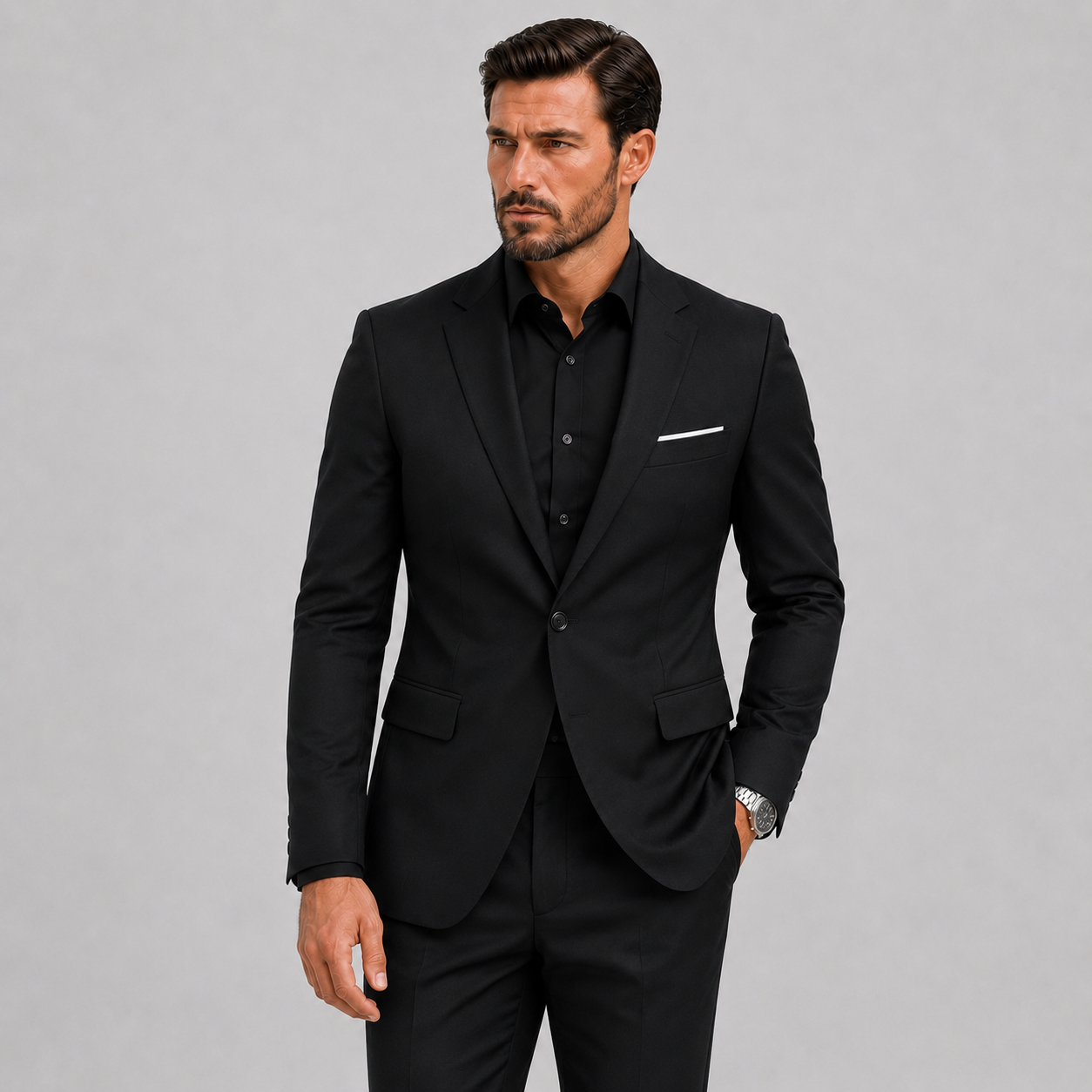 Elegant Slim-Fit Herrejakkesæt til Bryllup og Formelle Anledninger