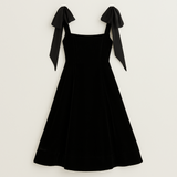 Aurelia | Midi dress with velvet ribbon and bow