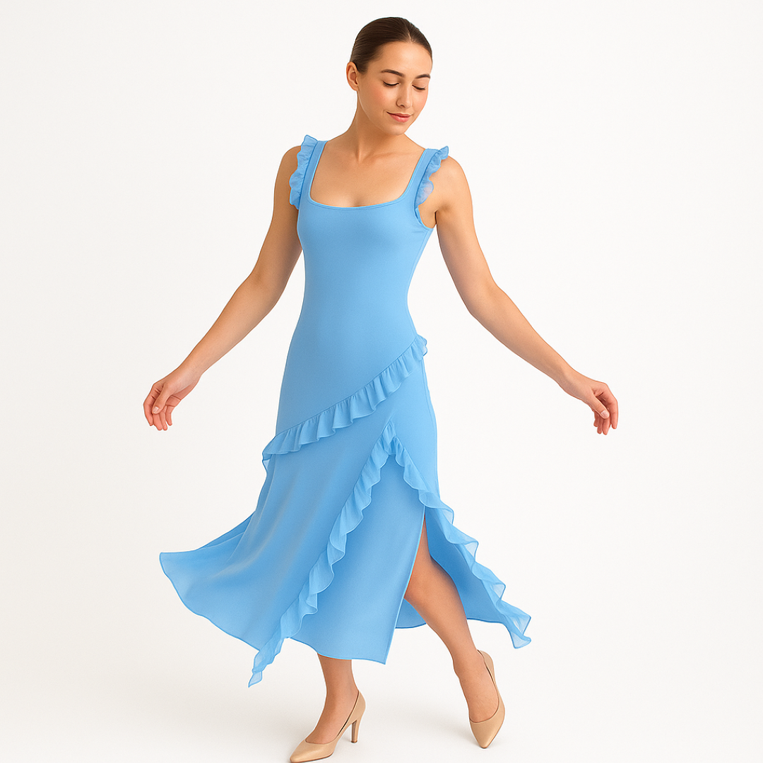Romina | Midi-kjole med kaskadevolanger - - women's fashion - {{ product_tags }