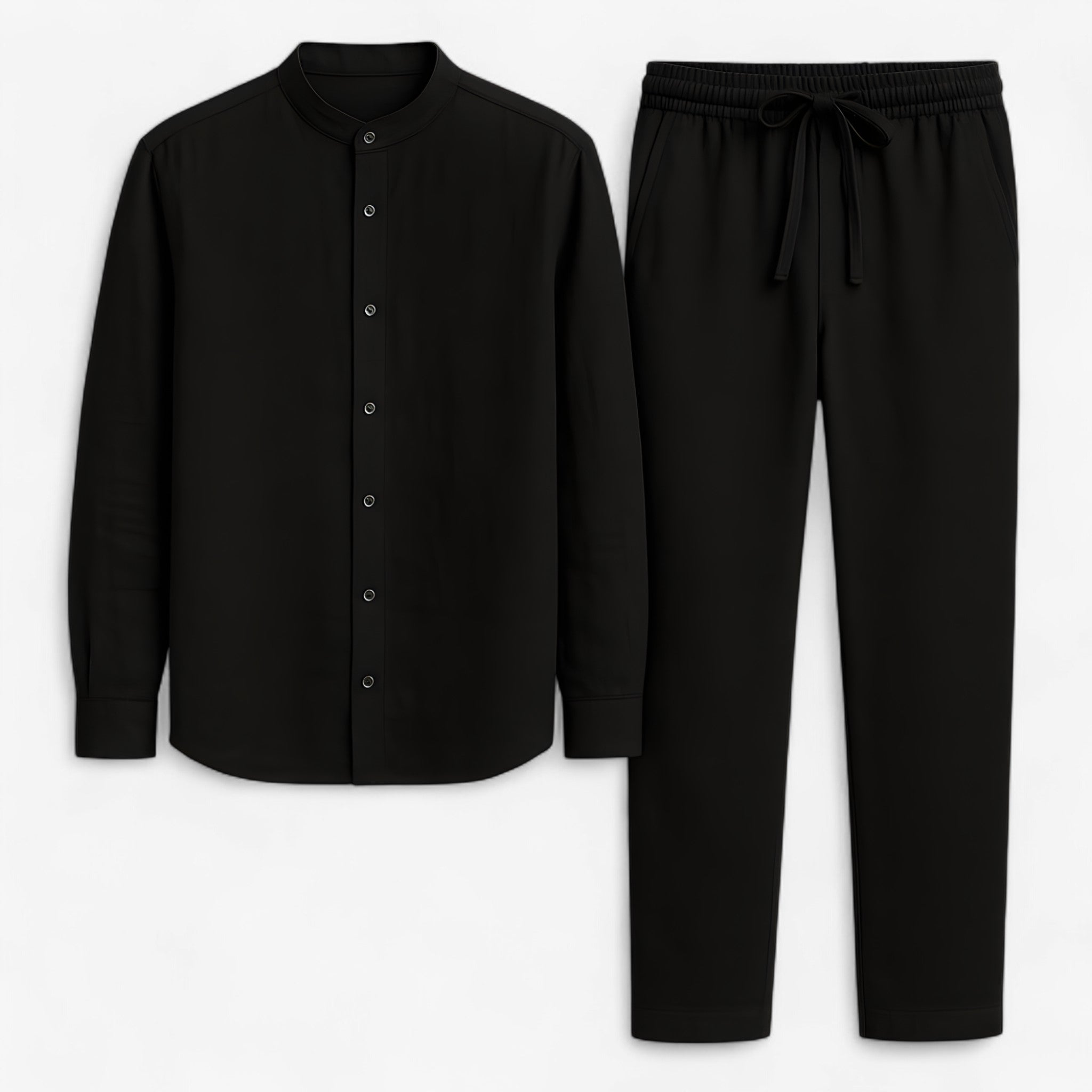 Lunaro | Kompleks sæt med to stykker i linned - Blød tekstur, komfortabel pasform - Sort - women's fashion - {{ product_tags }