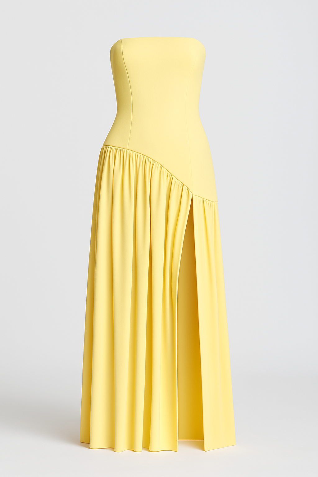 Maliyah | Elegant kjole med lige halsudskæring og sideklap - Citron - women's fashion - {{ product_tags }