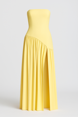 Maliyah | Elegant dress with straight neckline and side flap
