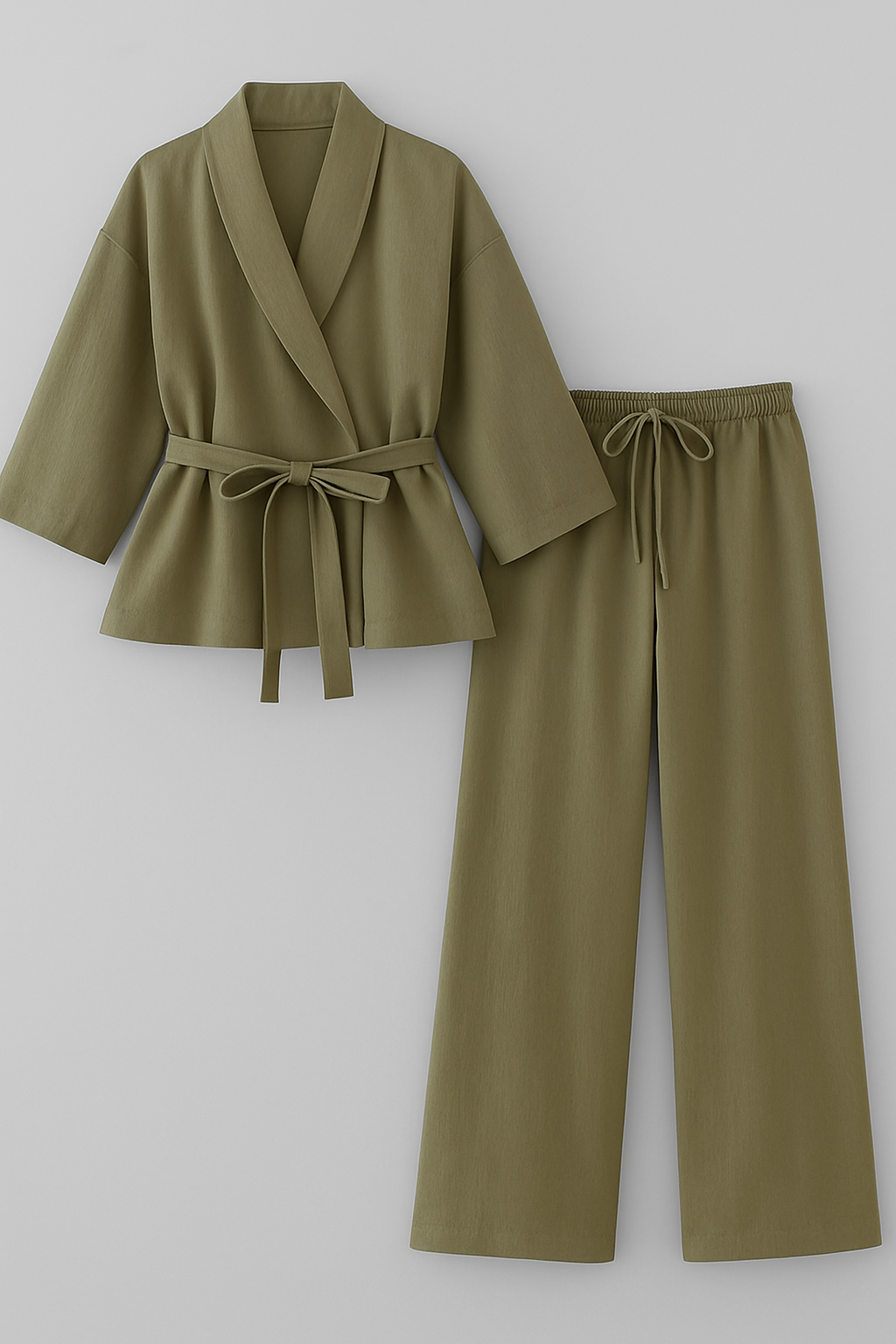 Lina | Kimono i linned med bælte - Grøn - women's fashion - {{ product_tags }