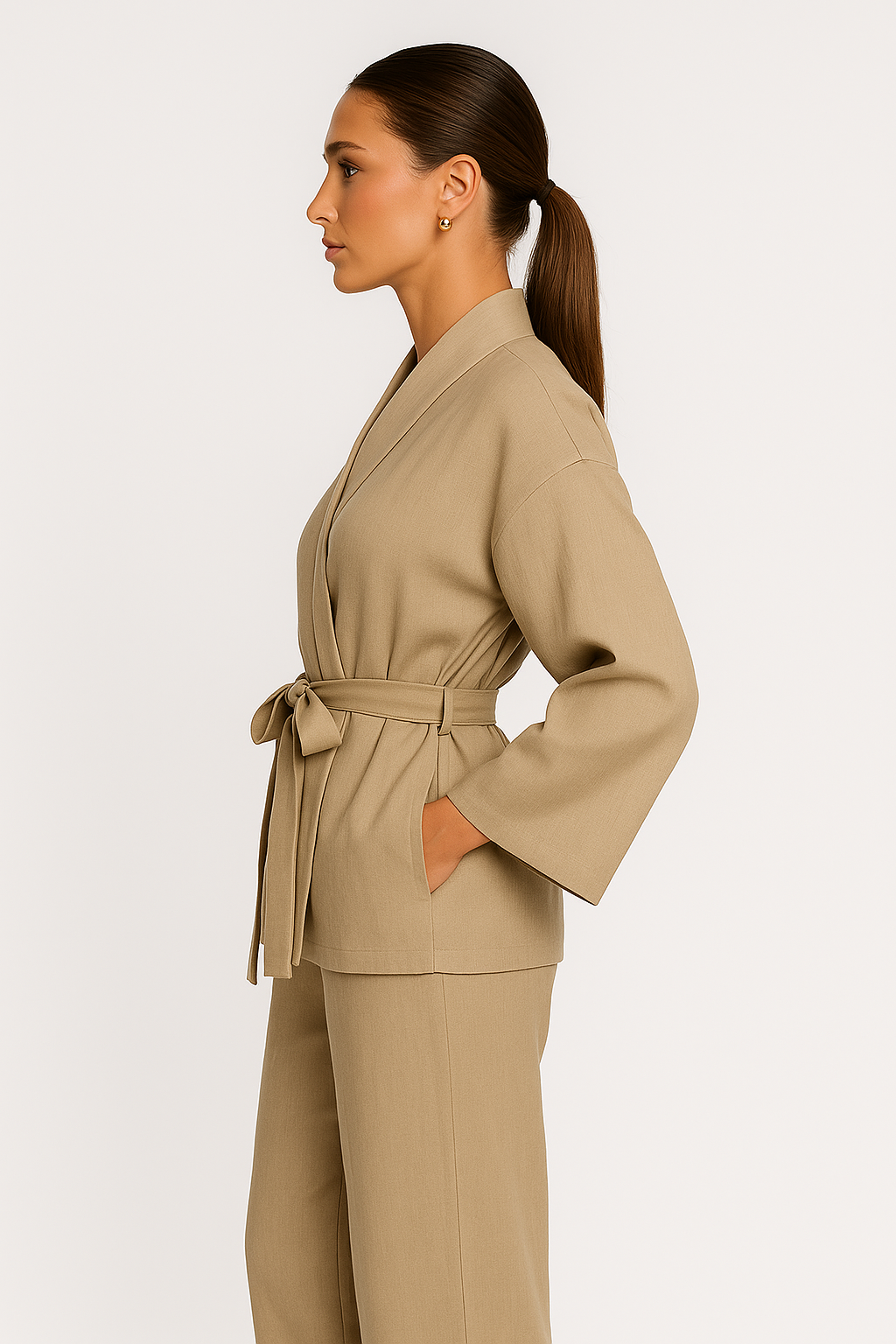 Lina | Kimono i linned med bælte - - women's fashion - {{ product_tags }