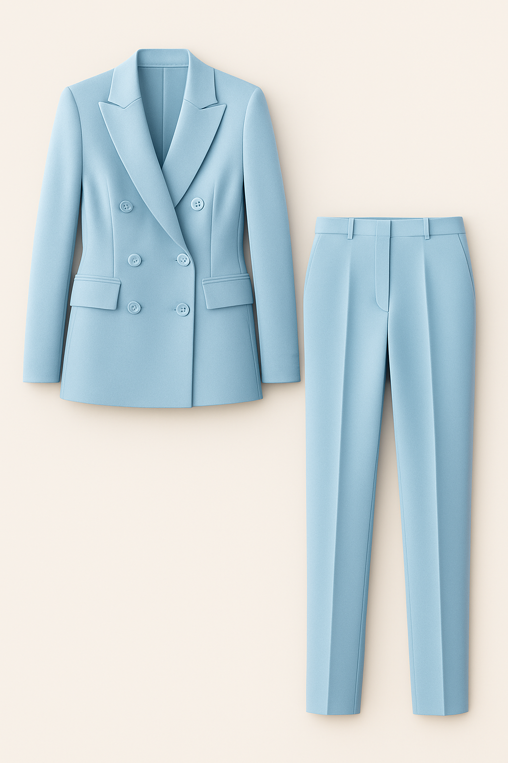 Madison | Elegant komplet – Dobbeltknap blazer med slim fit- bukser - Lyseblå - women's fashion - {{ product_tags }