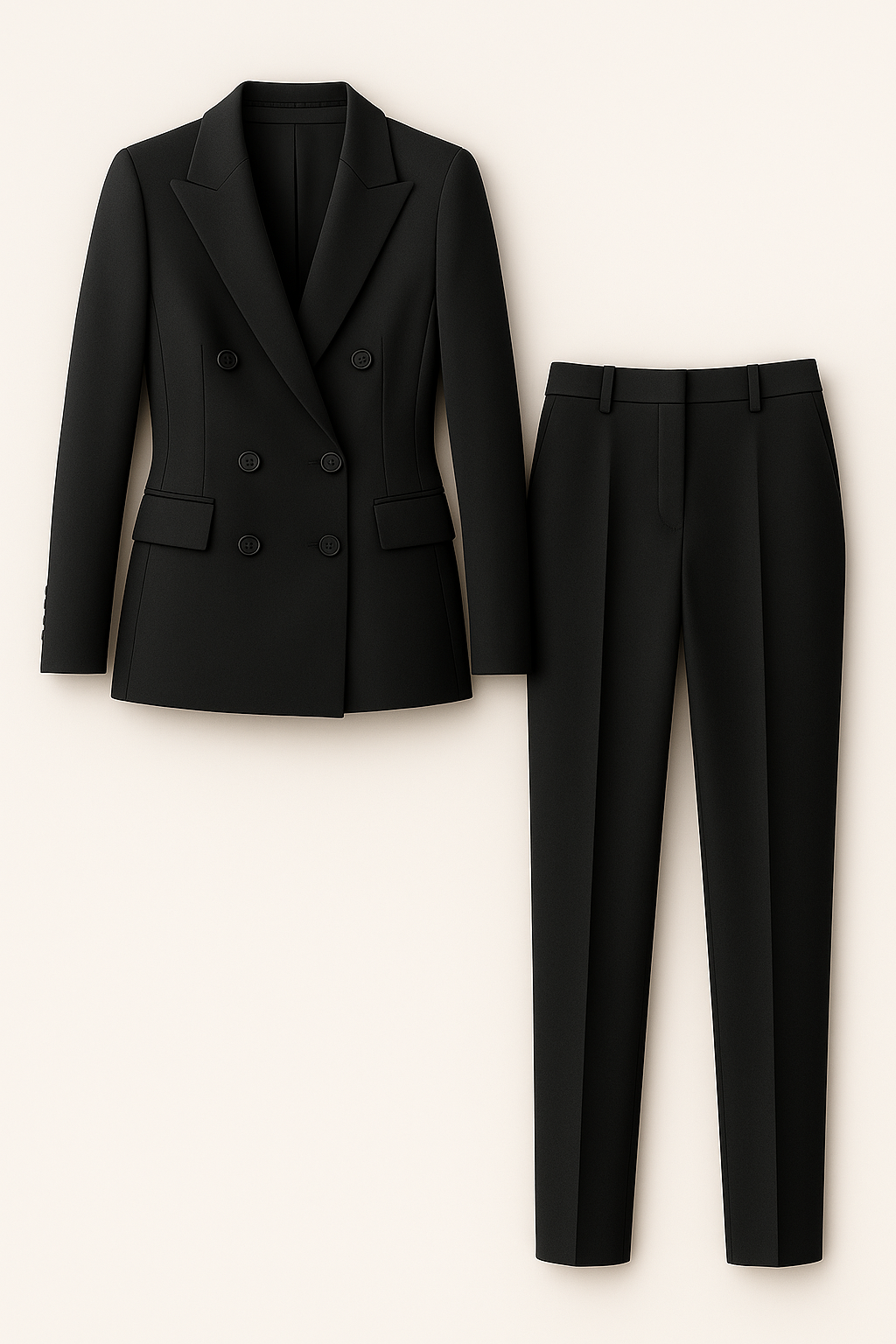 Madison | Elegant komplet – Dobbeltknap blazer med slim fit- bukser - Sort - women's fashion - {{ product_tags }