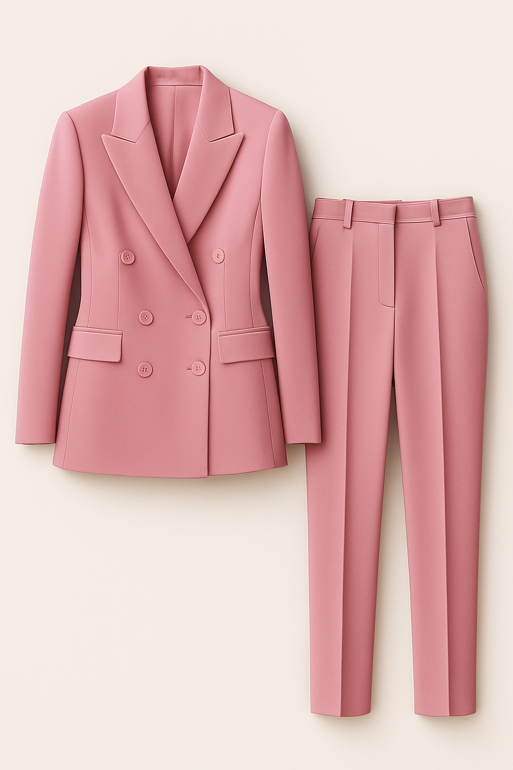 Madison | Elegant komplet – Dobbeltknap blazer med slim fit- bukser - Lyserød - women's fashion - {{ product_tags }