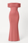 Livia | Elegant langt kjole med off-shoulder og åben ryg