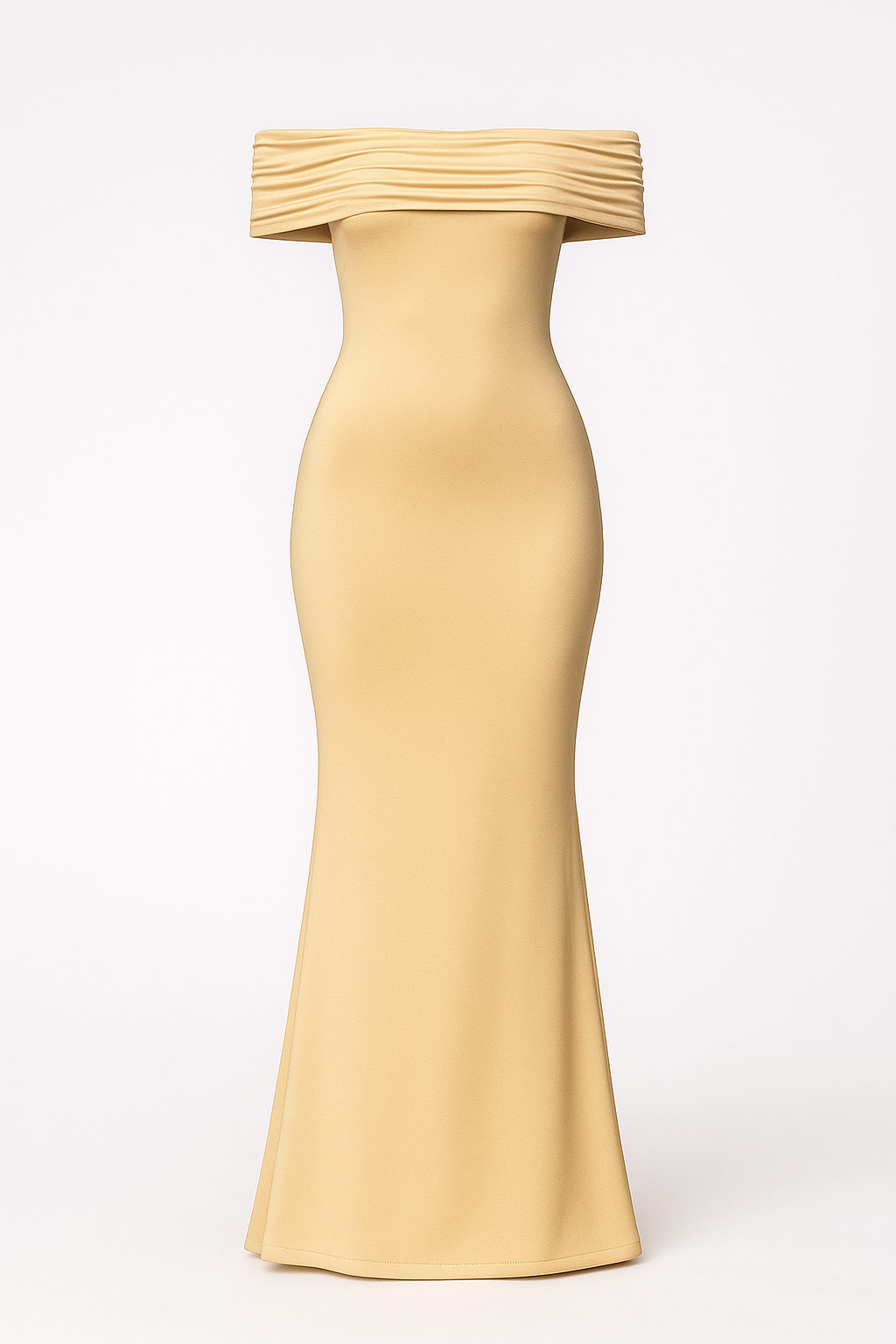 Livia | Elegant langt kjole med off-shoulder og åben ryg - Gul - women's fashion - {{ product_tags }