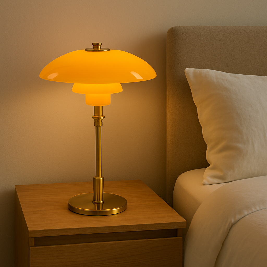 Moderne Dansk Designer Bordlampe - Lagdelt Skærm, LED