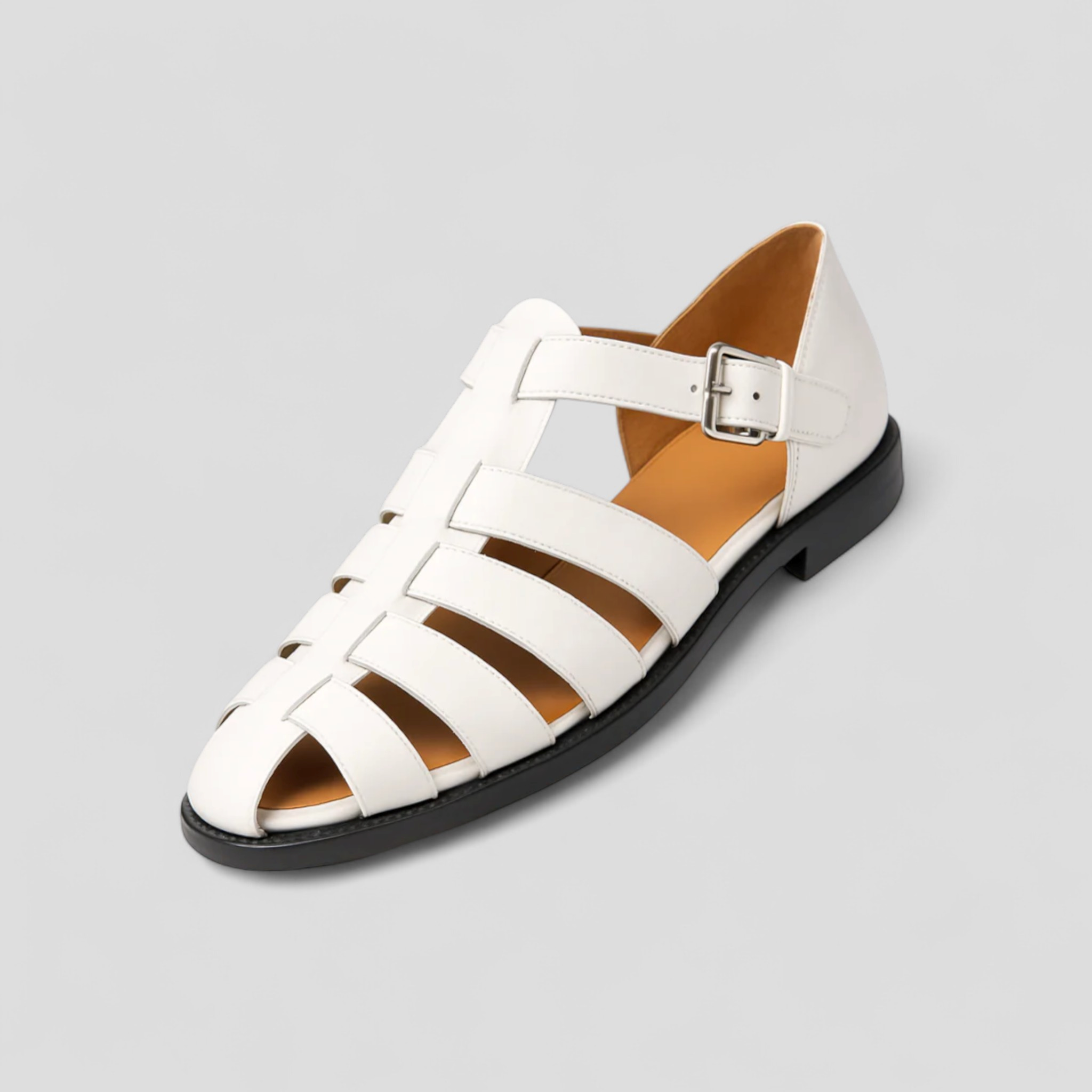 Ella | Sandaler Mand Classici Neri in Vera Læder, Comodi med Fibbia Regolabile e Traspiranti