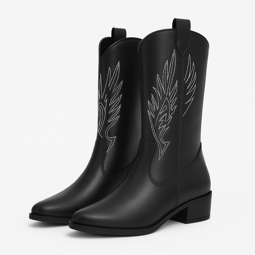 Rosana | Metalliserede cowboystøvler - Sort - Rosana | Metalliserede cowboystøvler - €25 - {{ product_tags }