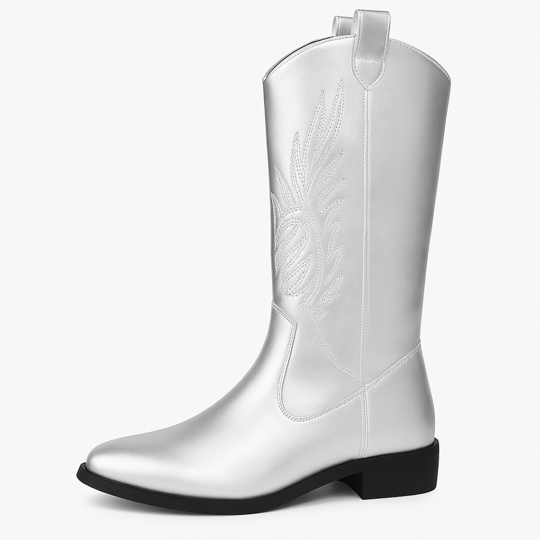 Rosana | Metalliserede cowboystøvler - Argentum - Rosana | Metalliserede cowboystøvler - €25 - {{ product_tags }