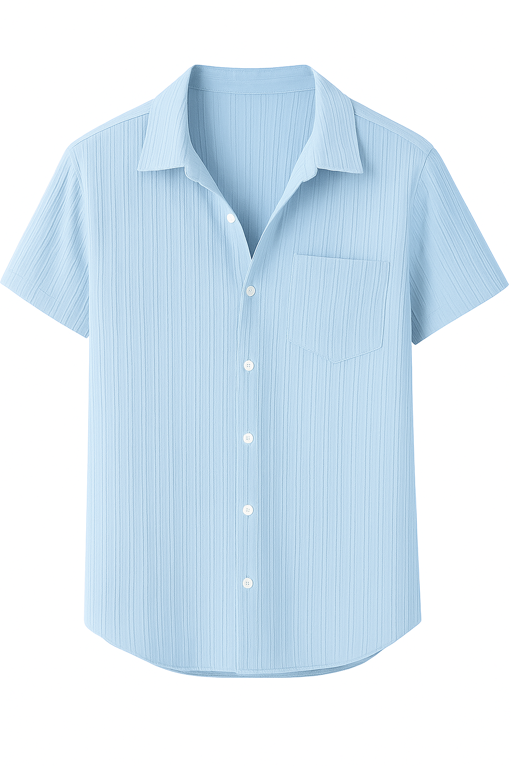 Marco | Ribbet sommerskjorte med åben krave - Blå - Marco | Ribbet sommerskjorte med åben krave - €25 - {{ product_tags }