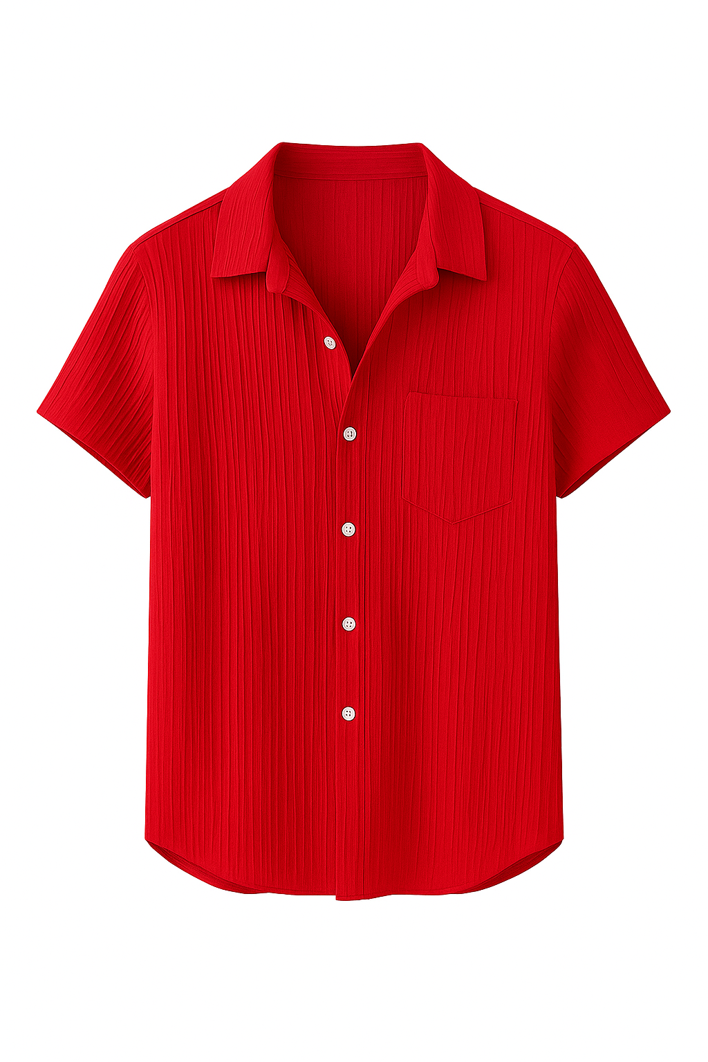 Marco | Ribbet sommerskjorte med åben krave - Rød - Marco | Ribbet sommerskjorte med åben krave - €25 - {{ product_tags }
