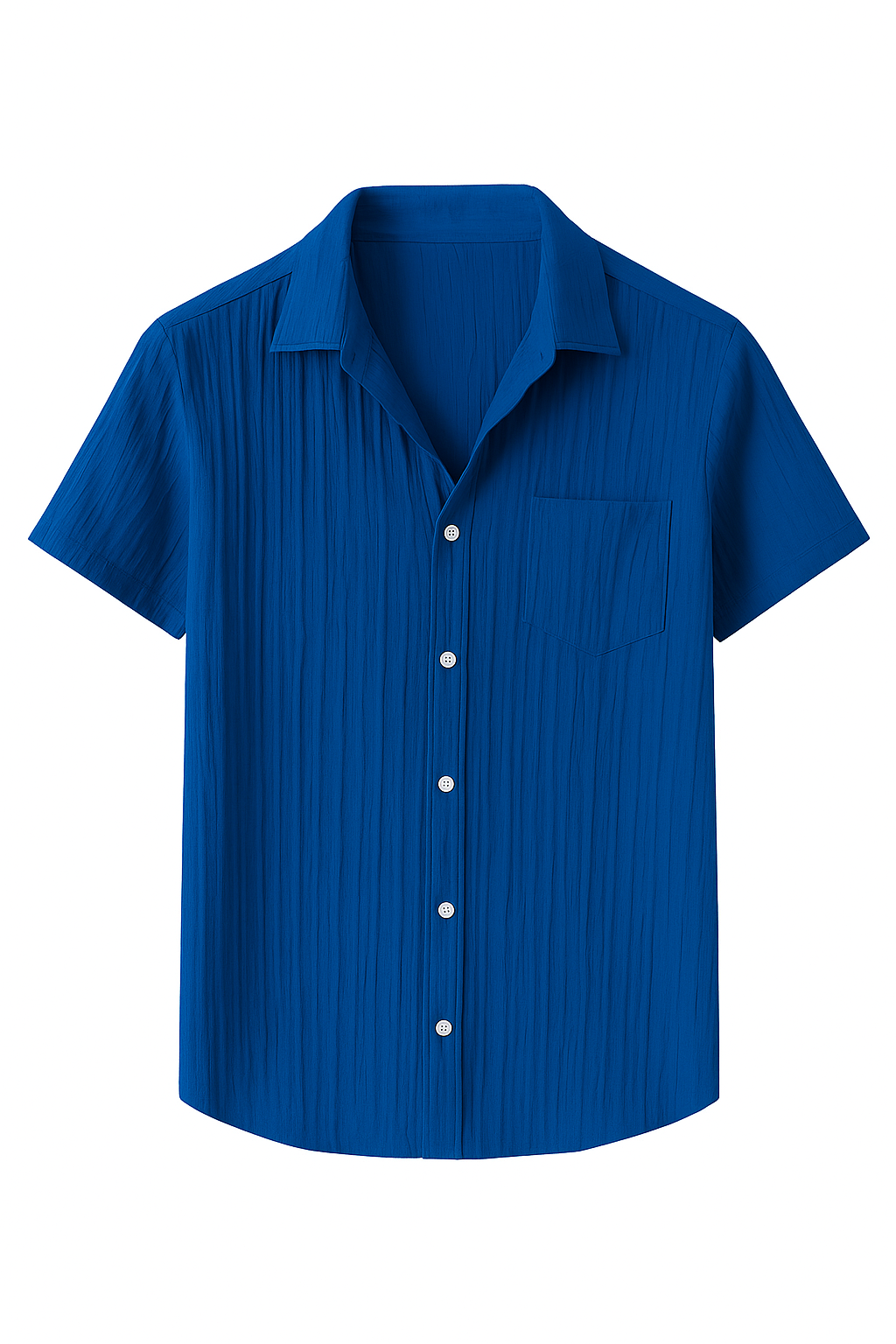 Marco | Ribbet sommerskjorte med åben krave - Kongeblå - Marco | Ribbet sommerskjorte med åben krave - €25 - {{ product_tags }