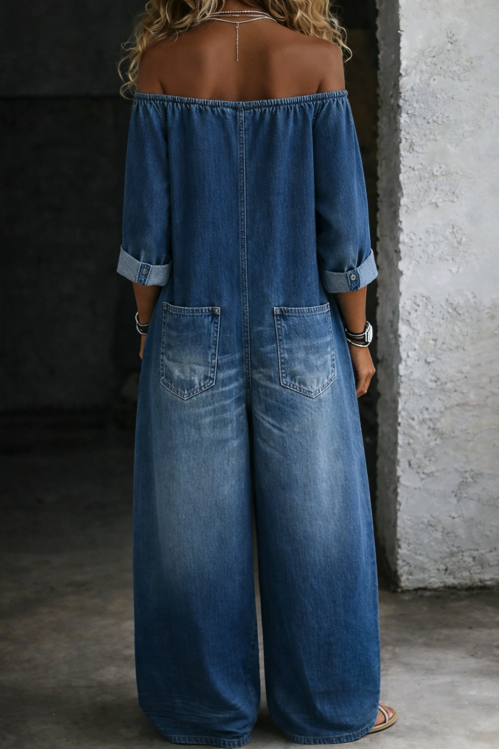 Elena | Off Shoulder Langærmet Jumpsuit