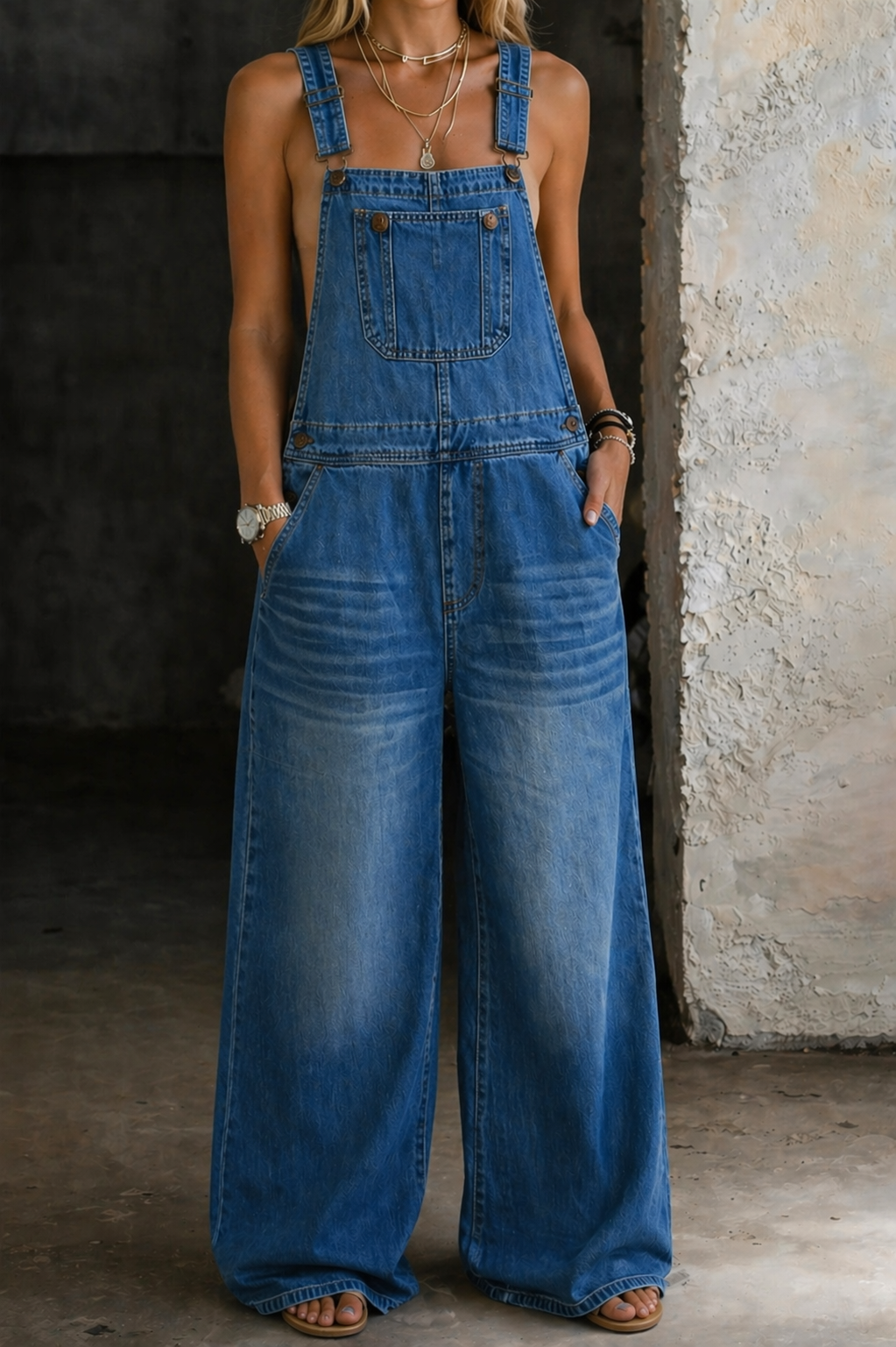 Harper | Denim jumpsuit med elastisk talje