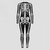 Skelet Jumpsuit Halloween Kostume til Voksne - Lange Ærmer