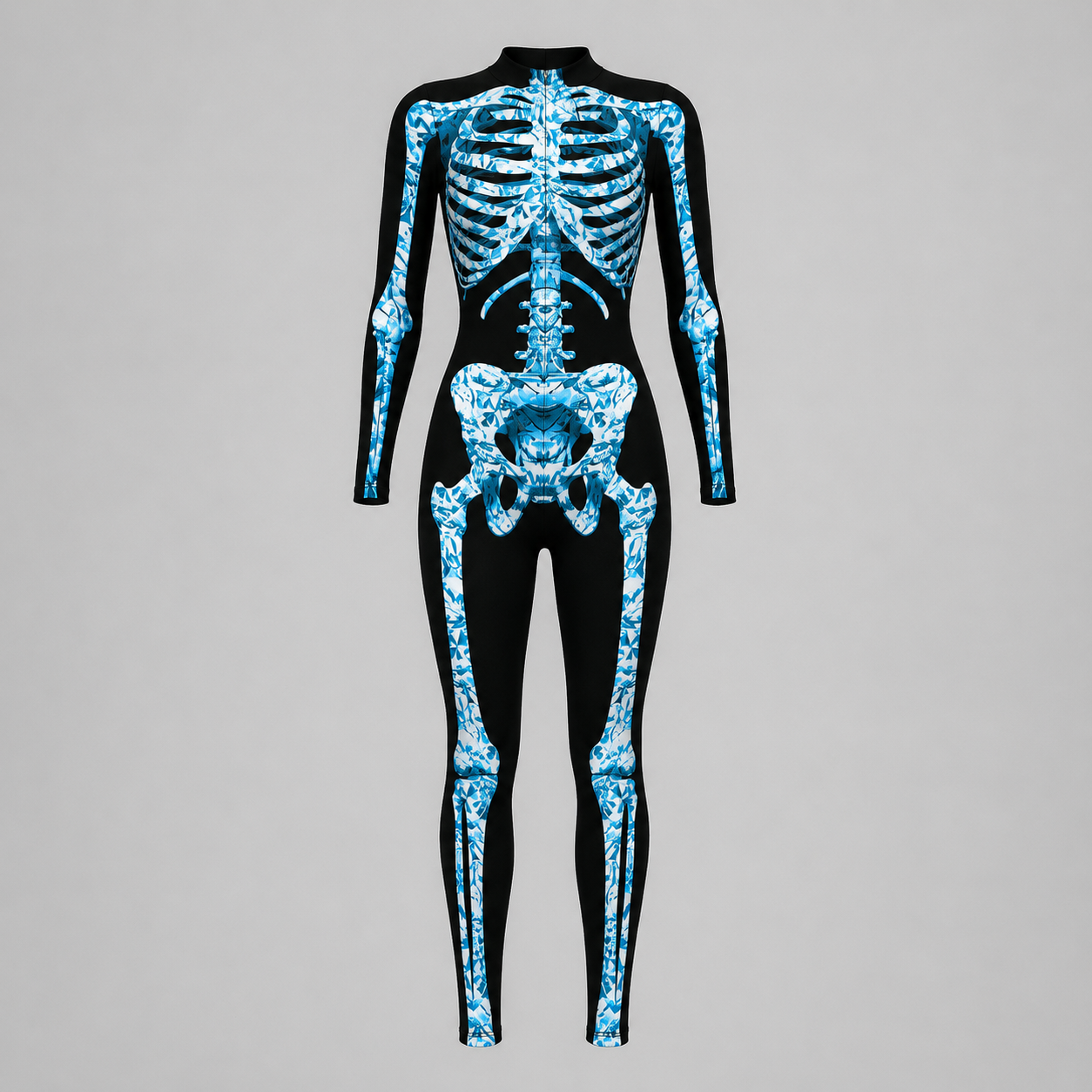 Skelet Jumpsuit Halloween Kostume til Voksne - Lange Ærmer - Blå Knogle1 - Gifts – Seasonal – Halloween - {{ product_tags }