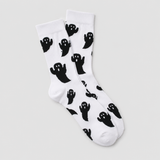 Halloweenstrømper med Spøgelsesmotiv - Unisex Sort & Hvid