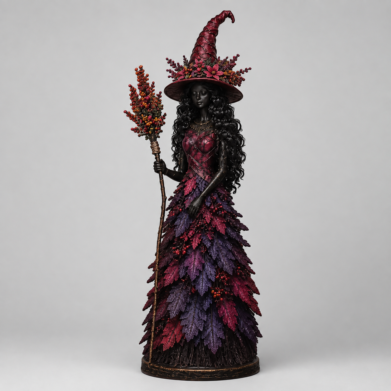 Heksefigur Pynt til Halloween og efterår - Med blade - Lilla - Gifts – Seasonal – Halloween - {{ product_tags }