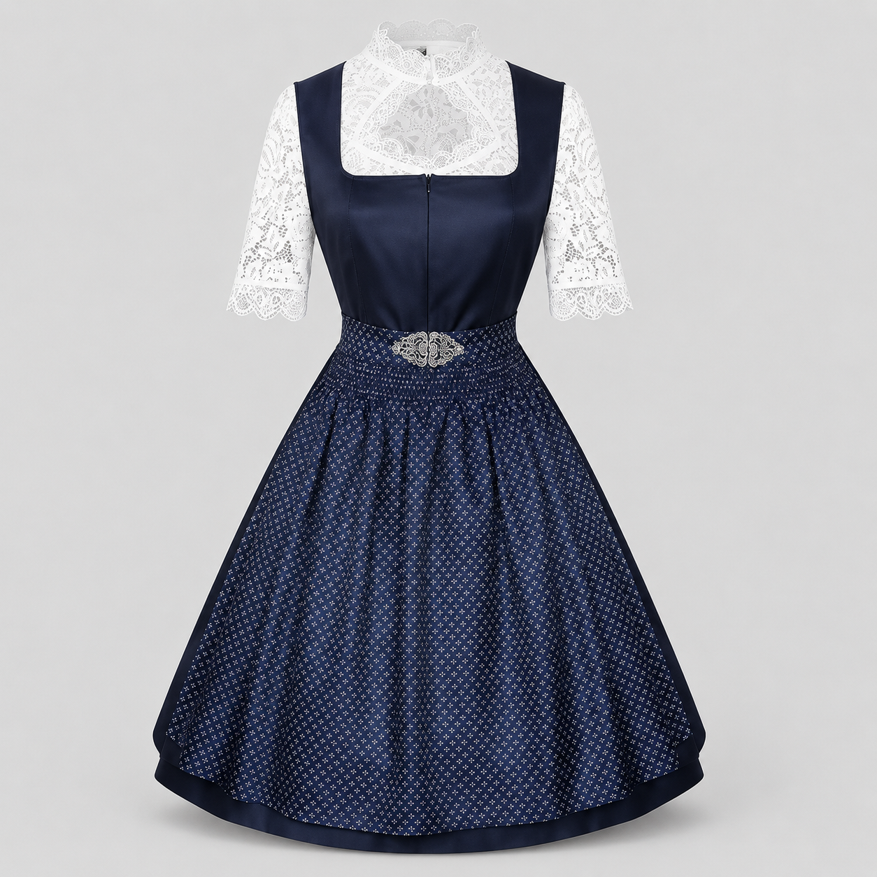 Dirndl til kvinder - Marineblå med elegante blondedetaljer - Marineblå - Gifts – Seasonal – Oktoberfest - {{ product_tags }