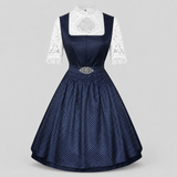 Dirndl til kvinder - Marineblå med elegante blondedetaljer