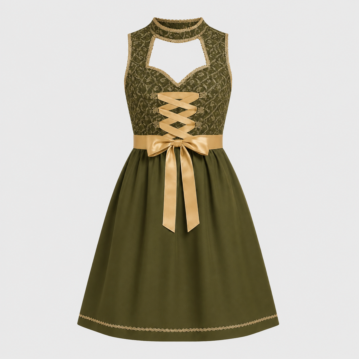 Dame Dirndl Grøn Bayerisk med Forklæde og Snøredetalje - Standard Titel - Gifts – Seasonal – Oktoberfest - {{ product_tags }