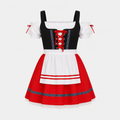 Dirndl Kjole Dame Rød Blonde til Oktoberfest Fester