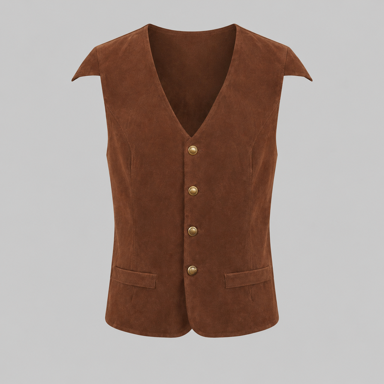 Herrevest brun fløjlslook V-hals historisk stil - Brun - Gifts – Seasonal – Oktoberfest - {{ product_tags }
