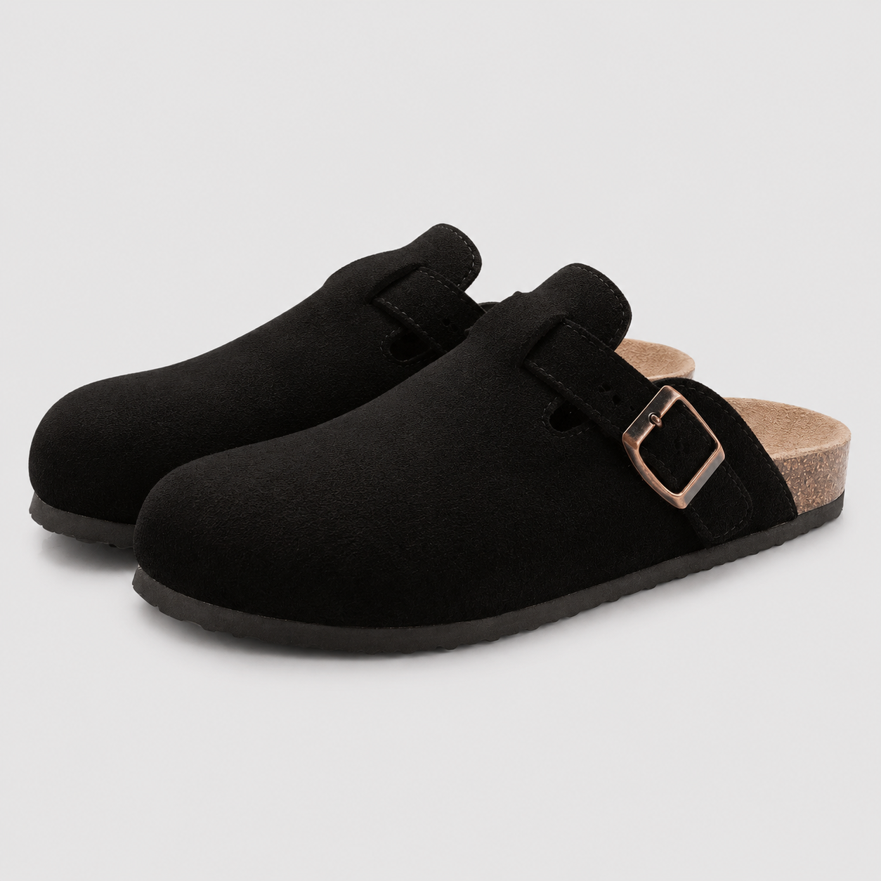 Dame Ruskindshjemmesko Ortopædisk med Ergonomisk Korksål - Sort - Fashion - {{ product_tags }