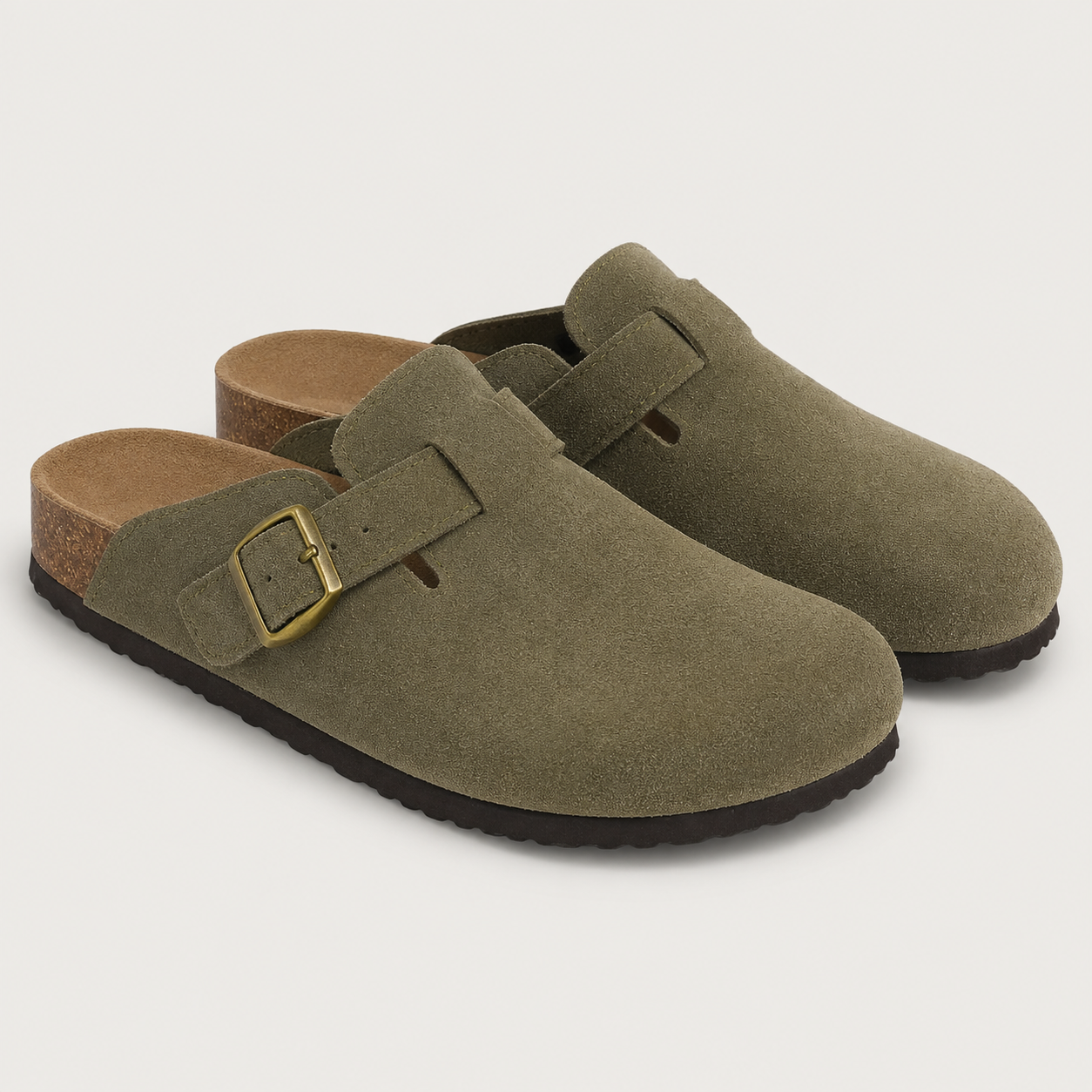 Dame Ruskindshjemmesko Ortopædisk med Ergonomisk Korksål - Grøn - Fashion - {{ product_tags }