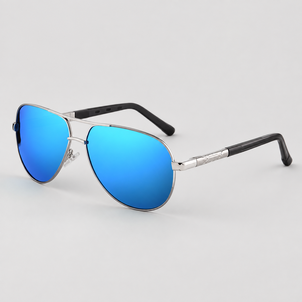 Men’s Polarized Sunglasses – Silver-Black Aluminum, Timeless Style