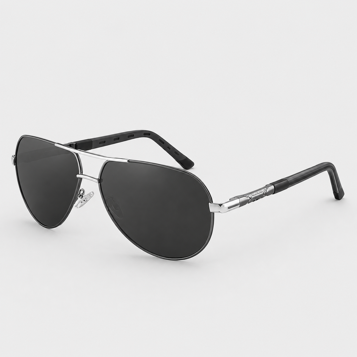 Men’s Polarized Sunglasses – Silver-Black Aluminum, Timeless Style
