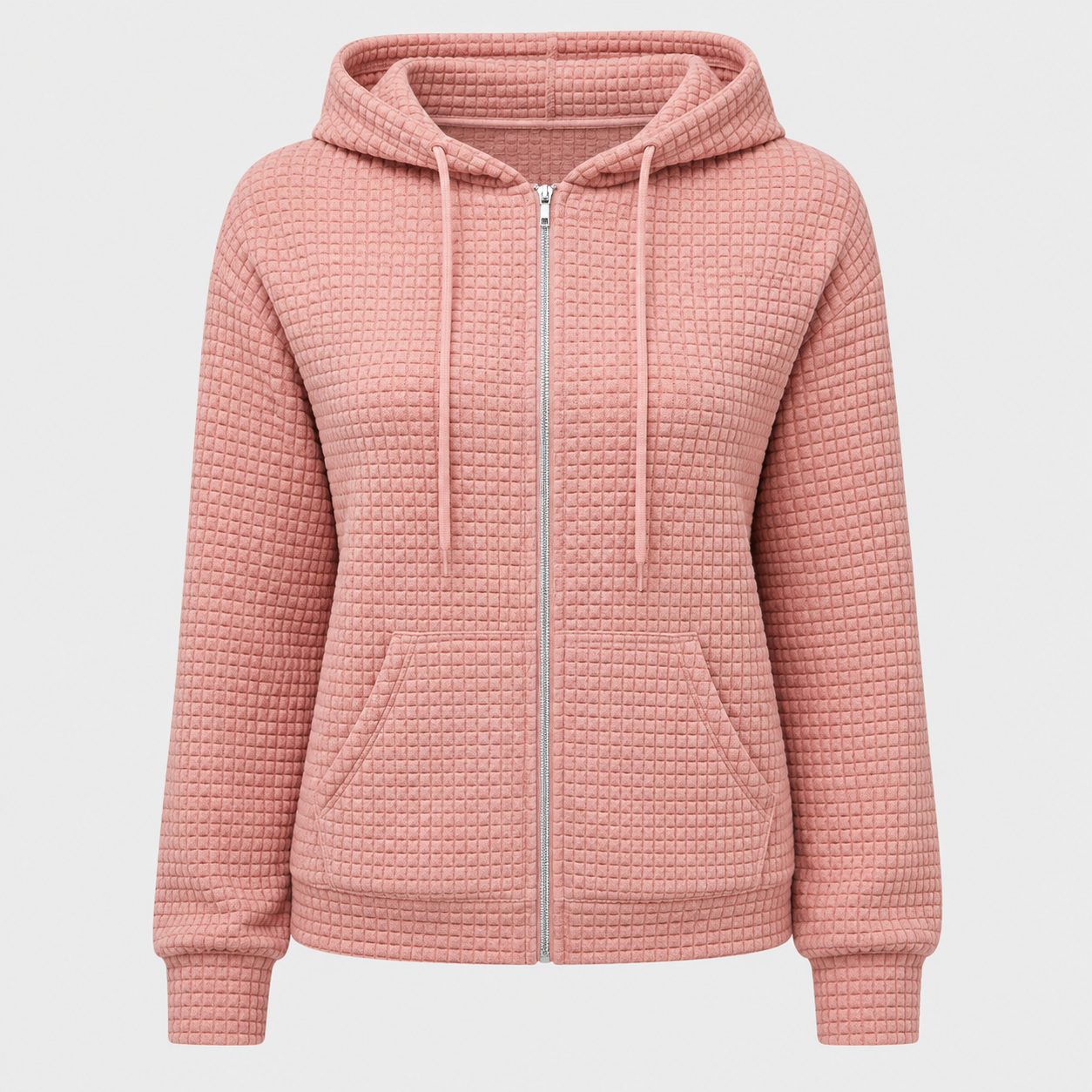 Damehættetrøje med lynlås, snøre og lommer - Komfortabel - Rosa - AW - Womens - Hoodie - {{ product_tags }