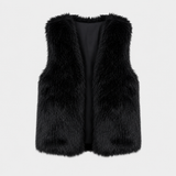 Dame Faux Pelsvest - Åben Front, Løs Pasform og Varm