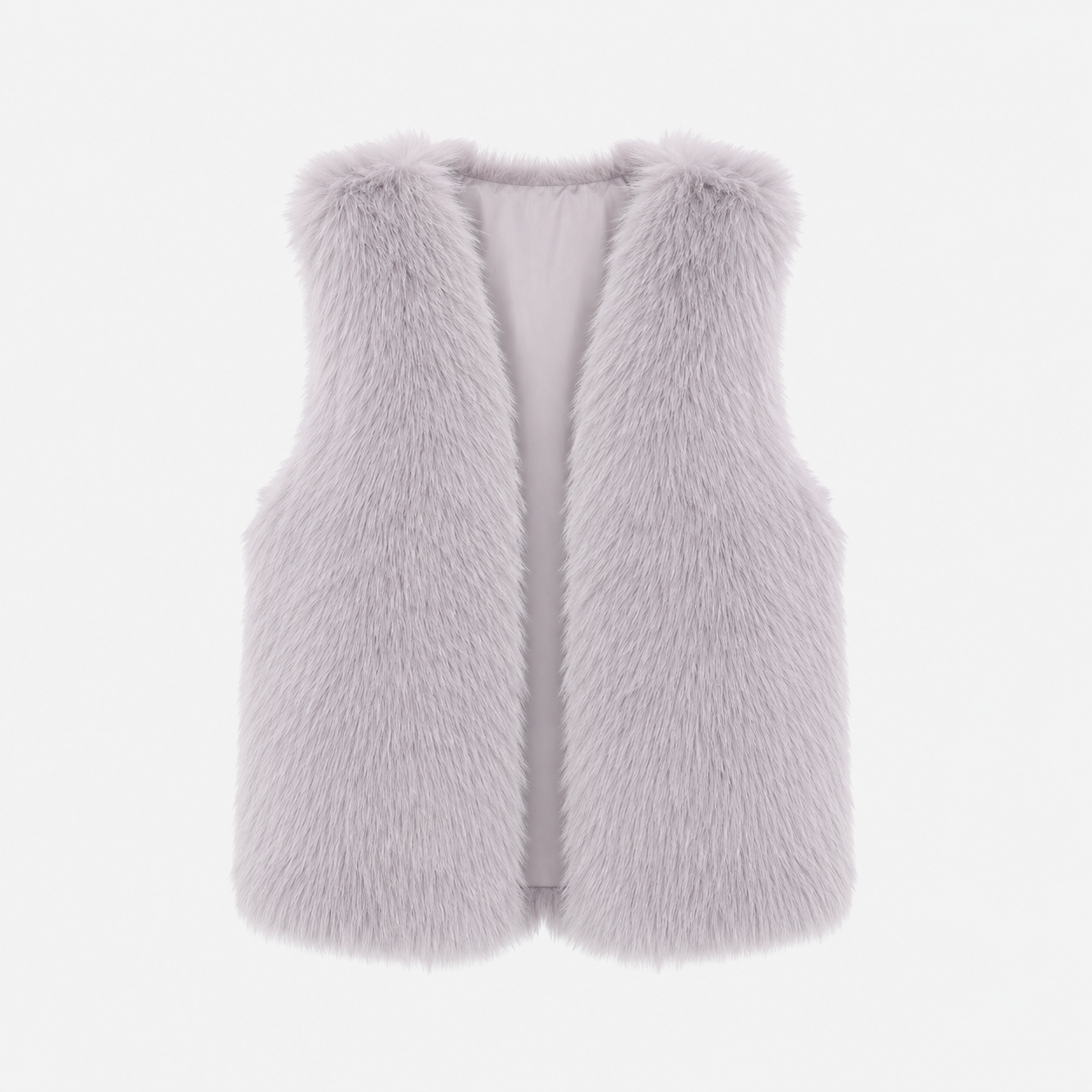 Dame Faux Pelsvest - Åben Front, Løs Pasform og Varm - Askegrå - AS - Womens - Top - {{ product_tags }