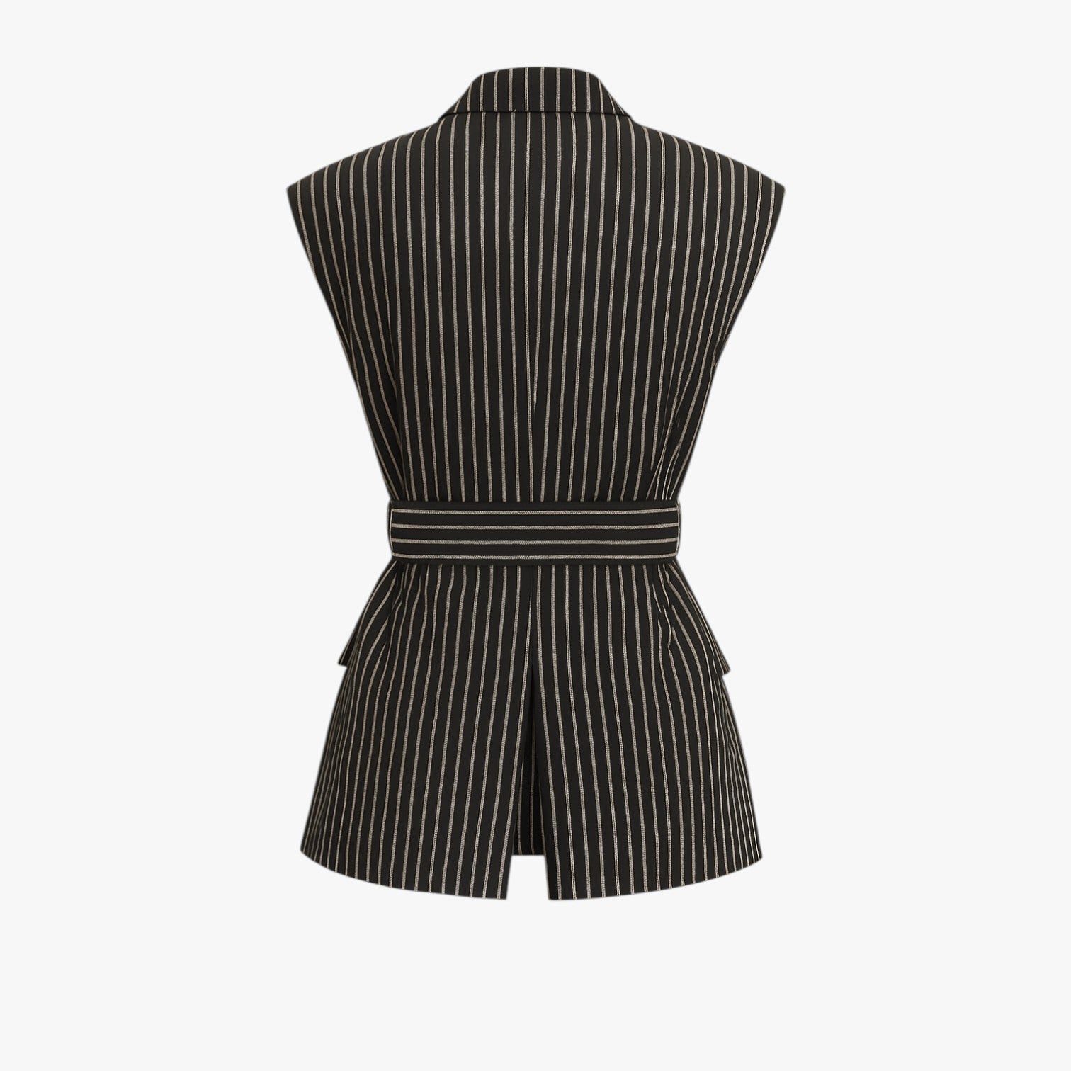 Claire | Løstsiddende stribet lang vest med bælte i bomuldsblanding - - Claire | Løstsiddende stribet lang vest med bælte i bomuldsblanding - €25 - {{ product_tags }