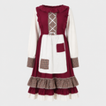 Dame dirndl kjole - Rød broderet, klassisk A-linje