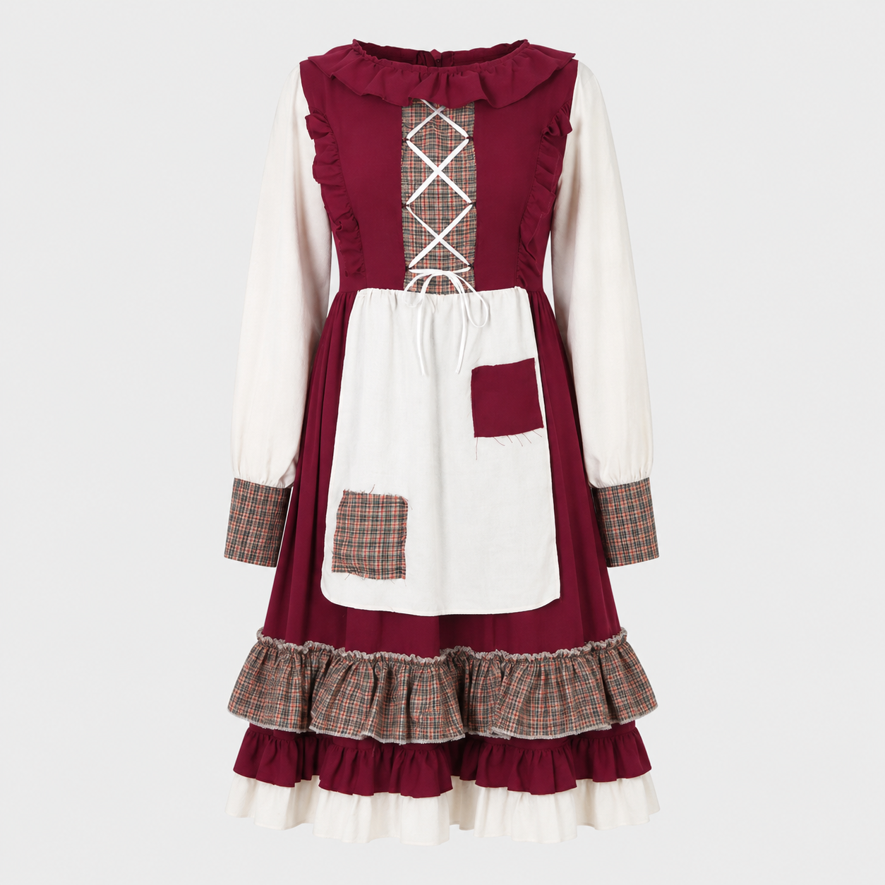 Dame dirndl kjole - Rød broderet, klassisk A-linje - Rød - Gifts – Seasonal – Oktoberfest - {{ product_tags }