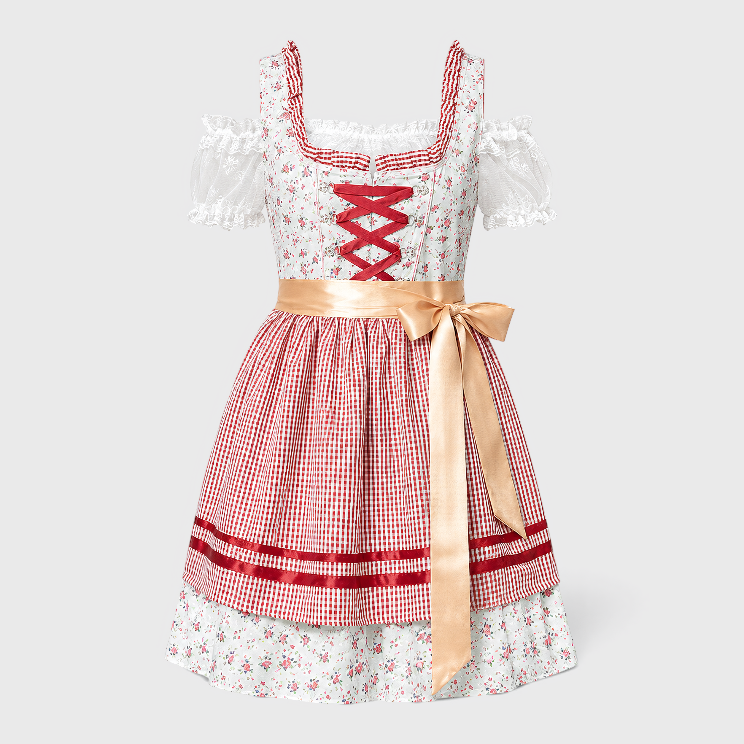 Dame Trachtenkjole Rosa med Korset, Forklæde og Blondedetaljer - Rosa - Gifts – Seasonal – Oktoberfest - {{ product_tags }