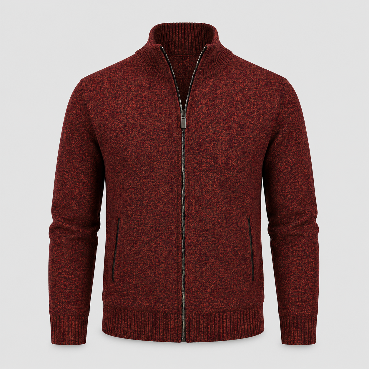 Herre Strikcardigan med Lynlås - Elegant og Behagelig