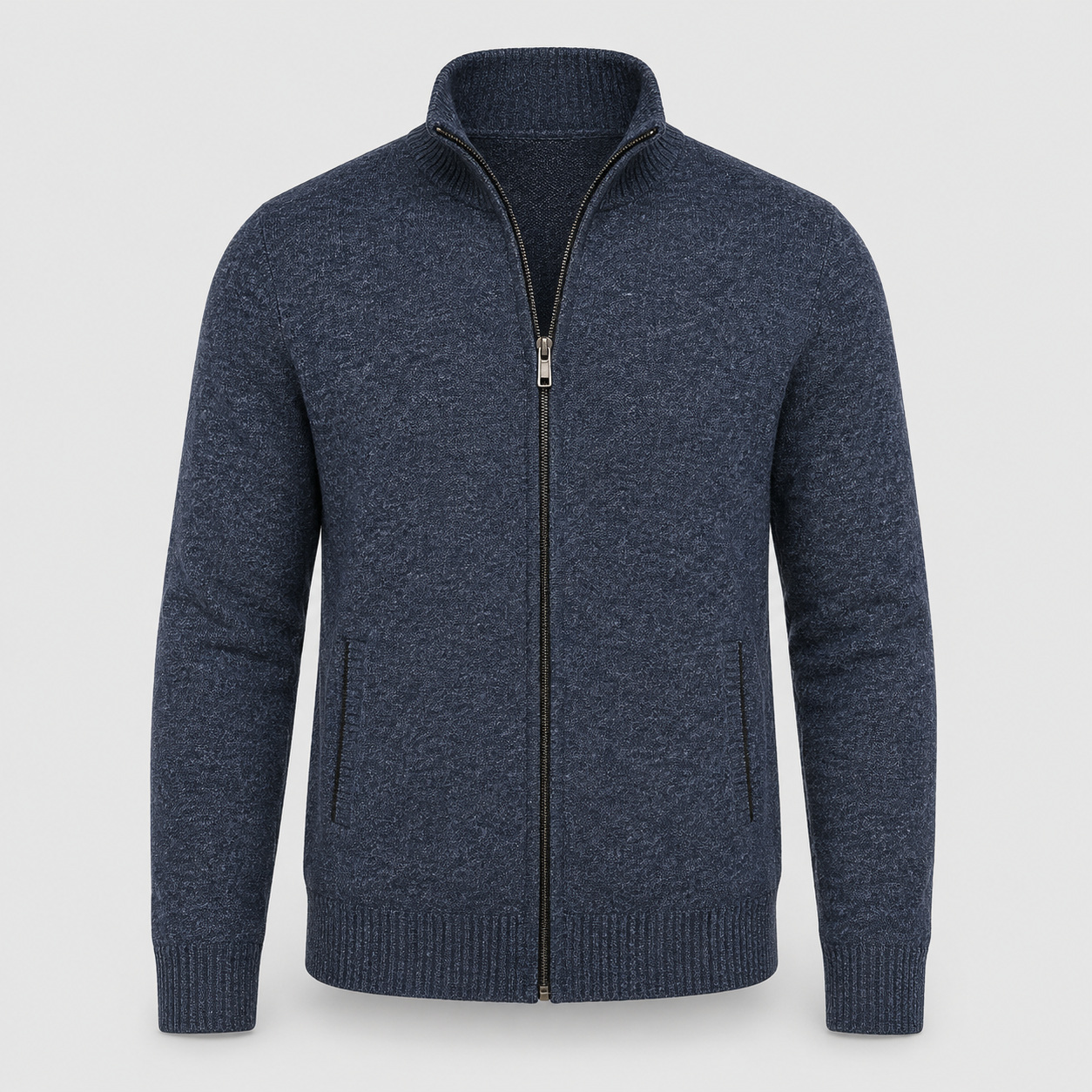 Herre Strikcardigan med Lynlås - Elegant og Behagelig