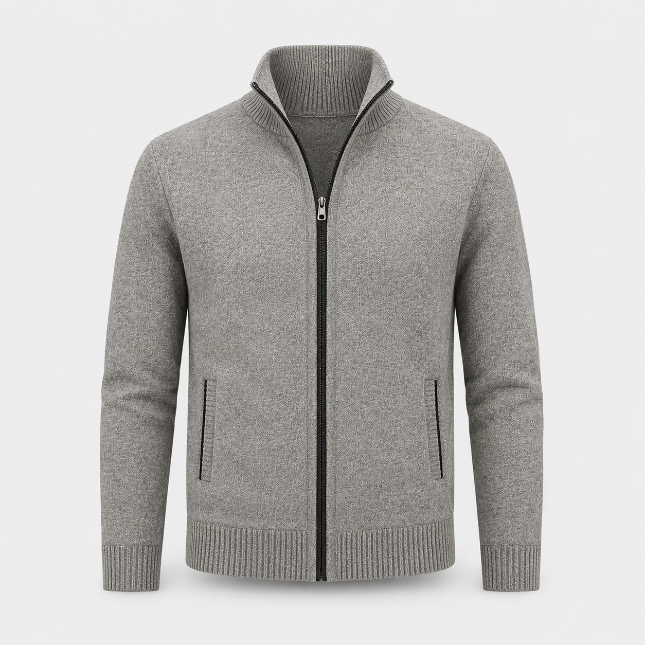 Herre Strikcardigan med Lynlås - Elegant og Behagelig