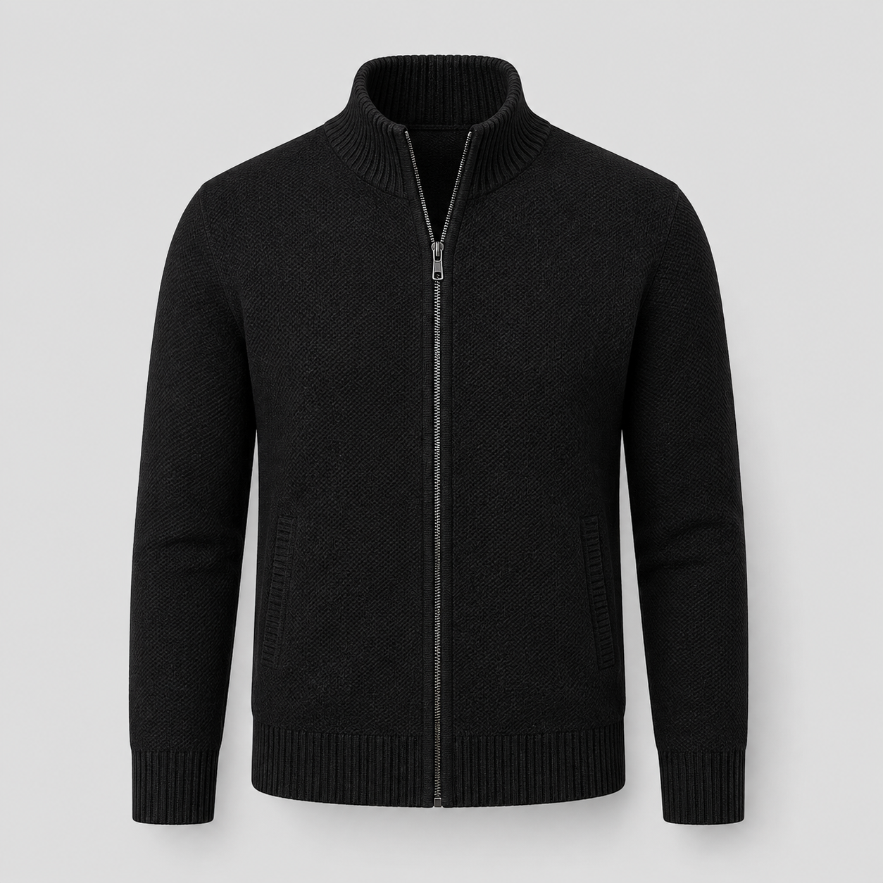 Herre Strikcardigan med Lynlås - Elegant og Behagelig