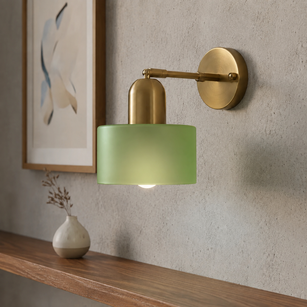 Bauhaus Væglampe i Farvet Glas - Moderne Planmonteret Lampe
